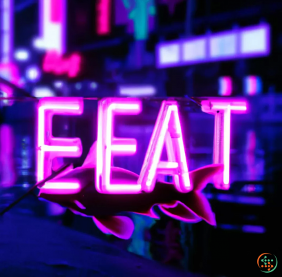 A neon sign with a word in the middle
