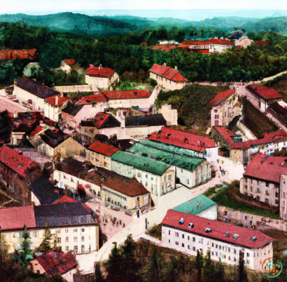 Aerial view of a town