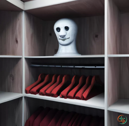 A white mask on a shelf