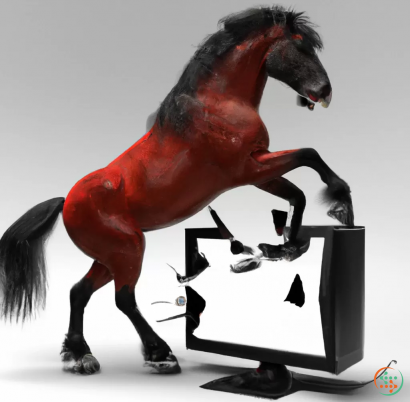 A horse standing on a computer monitor