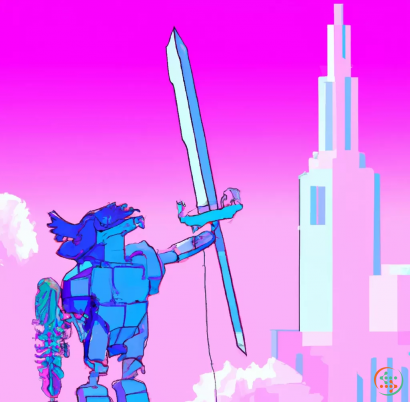 Diagram - Giant meca with a sword, Vaporwave