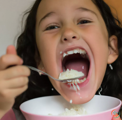 A girl eating food