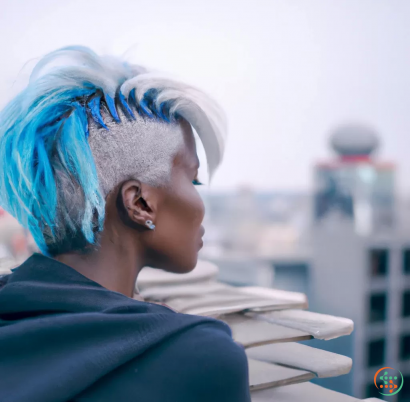 A person with blue hair