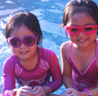 A couple of girls wearing pink and pink glasses and smiling at the camera