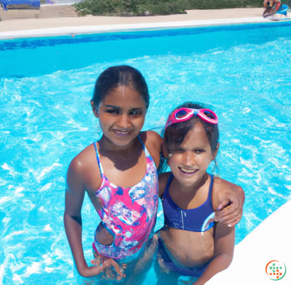 Two girls in a pool