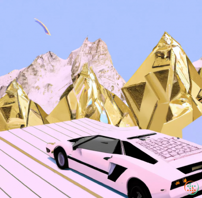 A car with a mountain in the background