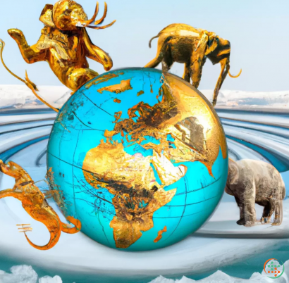A globe with animals around it