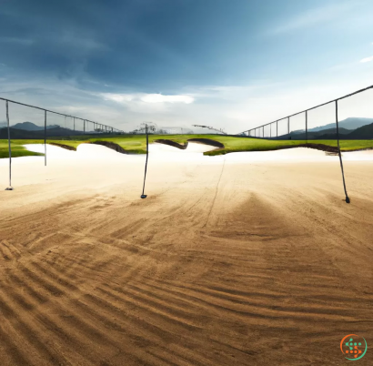 A sandy area with a fence and a field in the background