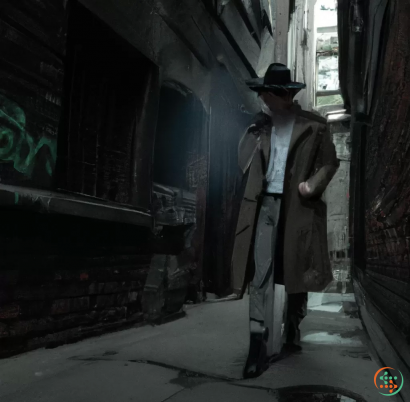 A man in a suit and hat walking down a street