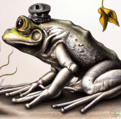 A frog holding a knife