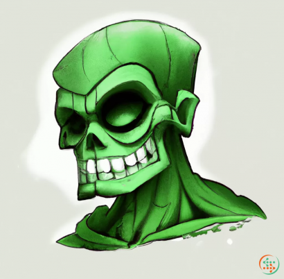 A green mask with a white background