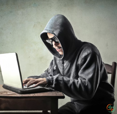 A person wearing a mask and using a laptop