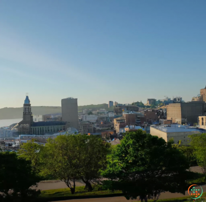 A city with trees and buildings