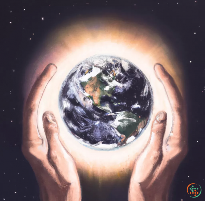 A hand holding a planet