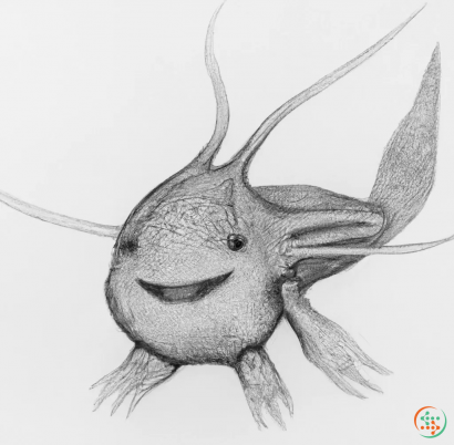 Diagram - Pencil Drawing of happy Axolotl