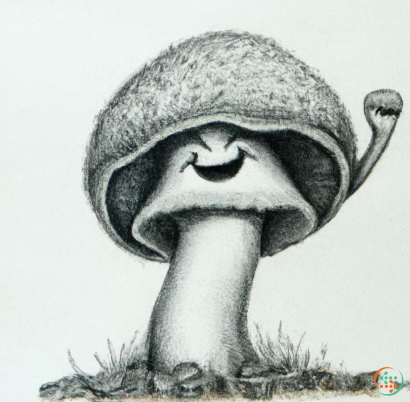 A black and white photo of a mushroom