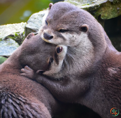 A couple of otters hugging