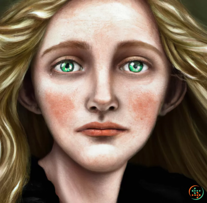 A woman with green eyes