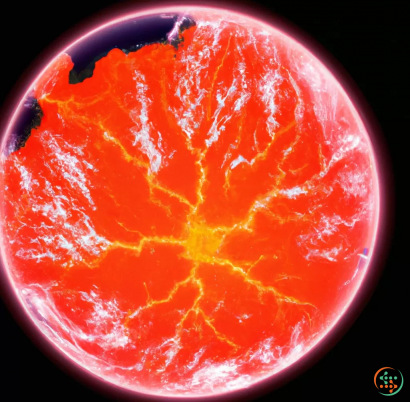 A red and orange planet