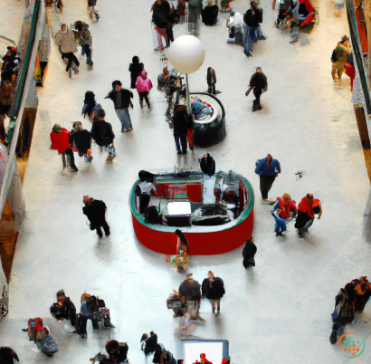 A high angle view of people in a building