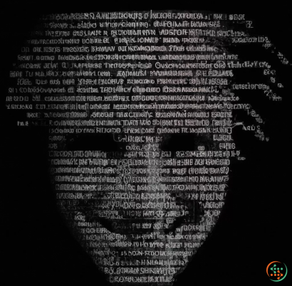 Text - Digital Art of image of software code in the form of a human face