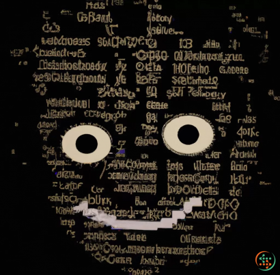 Text - Satellite image of image of software code in the form of a human face