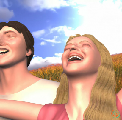 A man and woman laughing