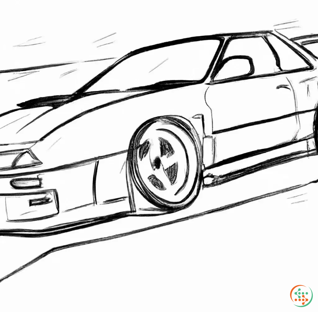 Japanese Style Sketch Drawing Of A Low Street Racer Car 