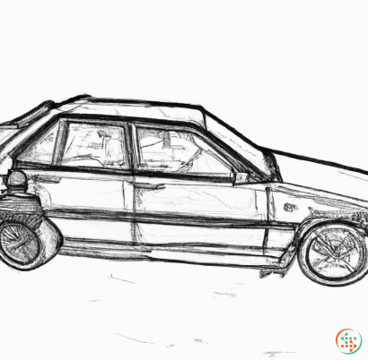 A drawing of a car