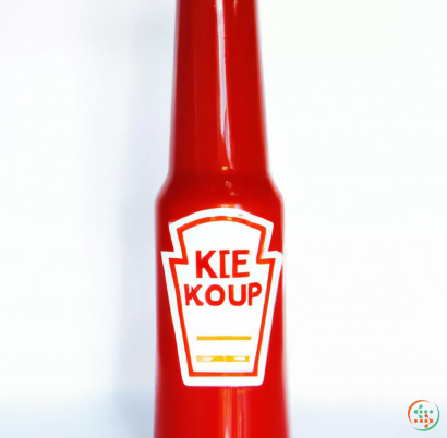 A red bottle of liquid