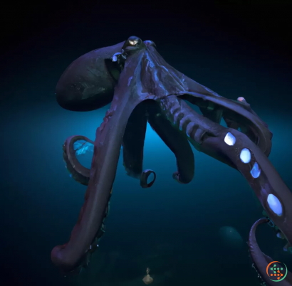 A purple octopus with a black background