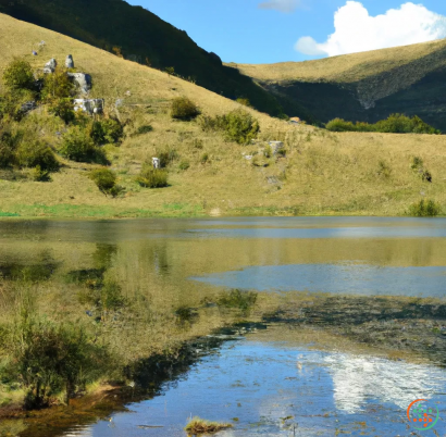 A small lake in a valley