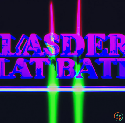 Text - laser battle good against evil, Vaporwave