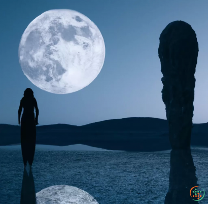 A person standing on a rock looking at the moon