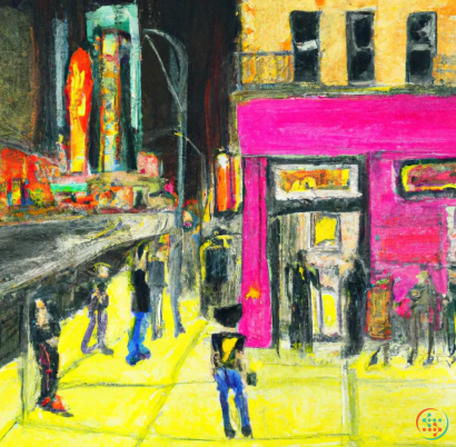 A painting of a street
