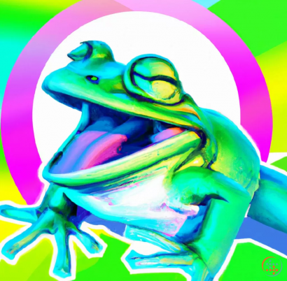 A frog in a rainbow