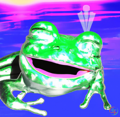 A green frog with a black mouth