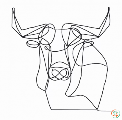 Diagram - One Line Drawing of line art tattoo geometric bull