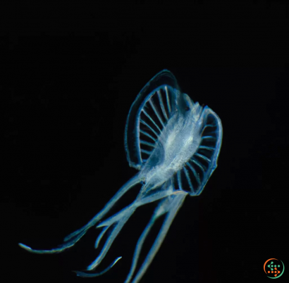 A blue and white jellyfish