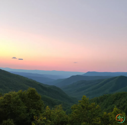 A landscape with trees and hills