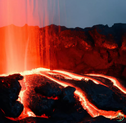 A red and orange waterfall