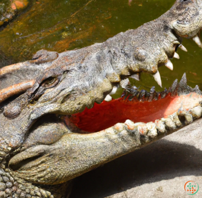 A crocodile with its mouth open