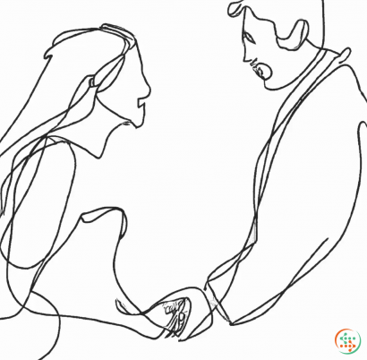 Diagram - One Line Drawing of man and woman holding hands