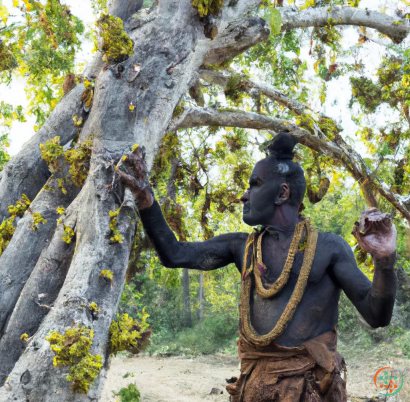 A person holding a tree