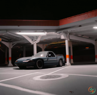 A car parked in a parking garage