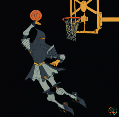 Map - Medieval knight dunking a basketball on a basketball net