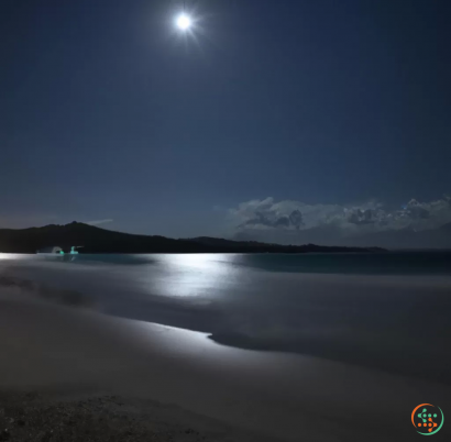 A beach at night