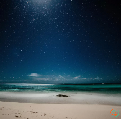 A beach with a starry sky