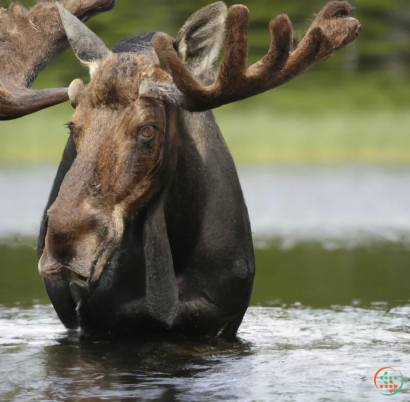 A moose in the water