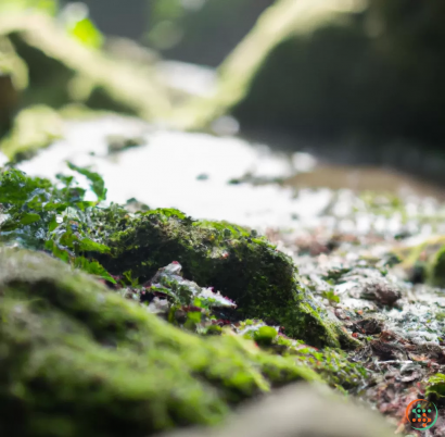 A close up of a mossy rock